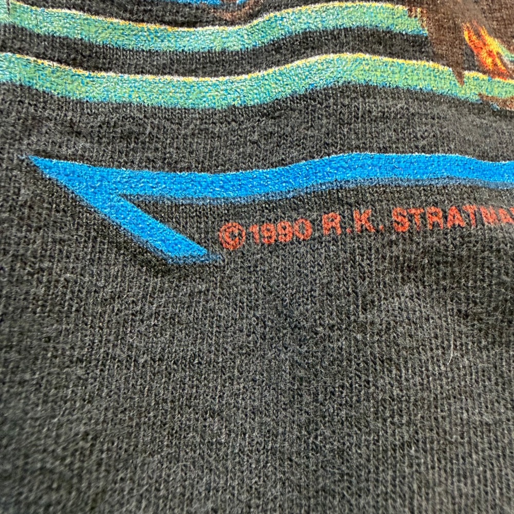 Vintage 1990 Harley Davidson Henley Shirt Walters Bros Peoria IL Eagle Black MD - Picture 6 of 7